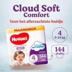 Huggies Luierbroekjes - Maat 4 (9 Tot 14 Kg) - Ultra Comfort - Unisex - 144 Stuks - Maandbox -Bekend Babyproducten Winkel 1200x1200 1331