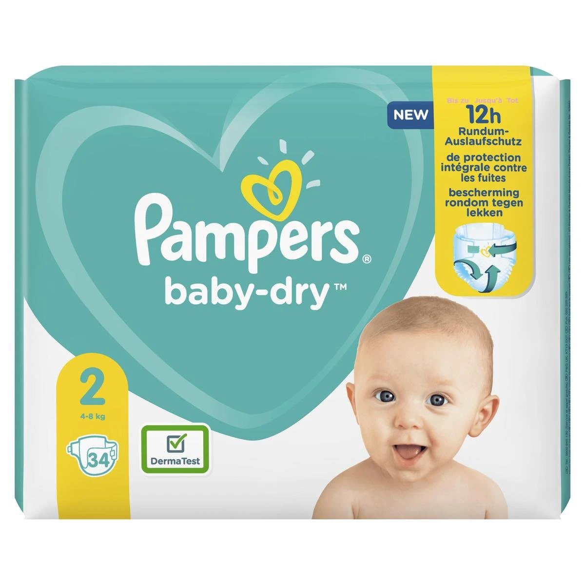 Pampers® Pampers Baby-Dry - Maat 2 (4-8kg) - 34 Luiers 16 Pampers® Pampers Baby-Dry - Maat 2 (4-8kg) - 34 Luiers - Afbeelding 14