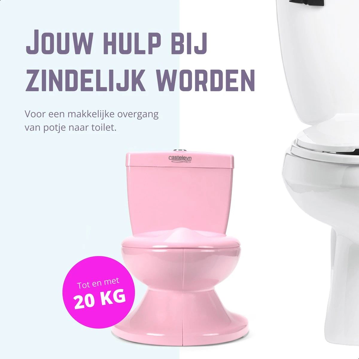 Casteleyn - Toilet Trainer - WC Potje - Plaspotje - Kinder Toilet - Met Geluid - Tot 21KG - Roze 12 Casteleyn - Toilet Trainer - WC Potje - Plaspotje - Kinder Toilet - Met Geluid - Tot 21KG - Roze - Afbeelding 10