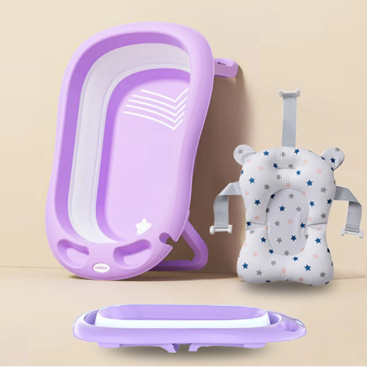 Baby Badje Opvouwbaar - 3 In 1 Opvouwbaar - Opbergmand - Inclusief Badkussen - Babybadje - Peuterbadje 83 × 48 × 23,5 Cm - Purper 9 Baby Badje Opvouwbaar - 3 In 1 Opvouwbaar - Opbergmand - Inclusief Badkussen - Babybadje - Peuterbadje 83 × 48 × 23,5 Cm - Purper - Afbeelding 7