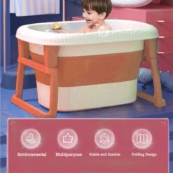 K IKIDO Babybadje - Bad Baby - Opvouwbare Babybadje - Babybadkuip - Met Steunkussen & Badkruk - Opvouwbaar Bad Kinderen - Bath Bucket - Oranje -Bekend Babyproducten Winkel 1200x1200 1748