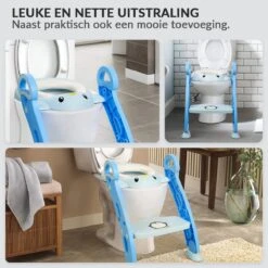Buxibo Kinder WC Met Opstapje - WC Bril Kind - Kinderzitting WC - Toilet Verkleiner - Toilettrainer - Blauw -Bekend Babyproducten Winkel 1200x1200 1938