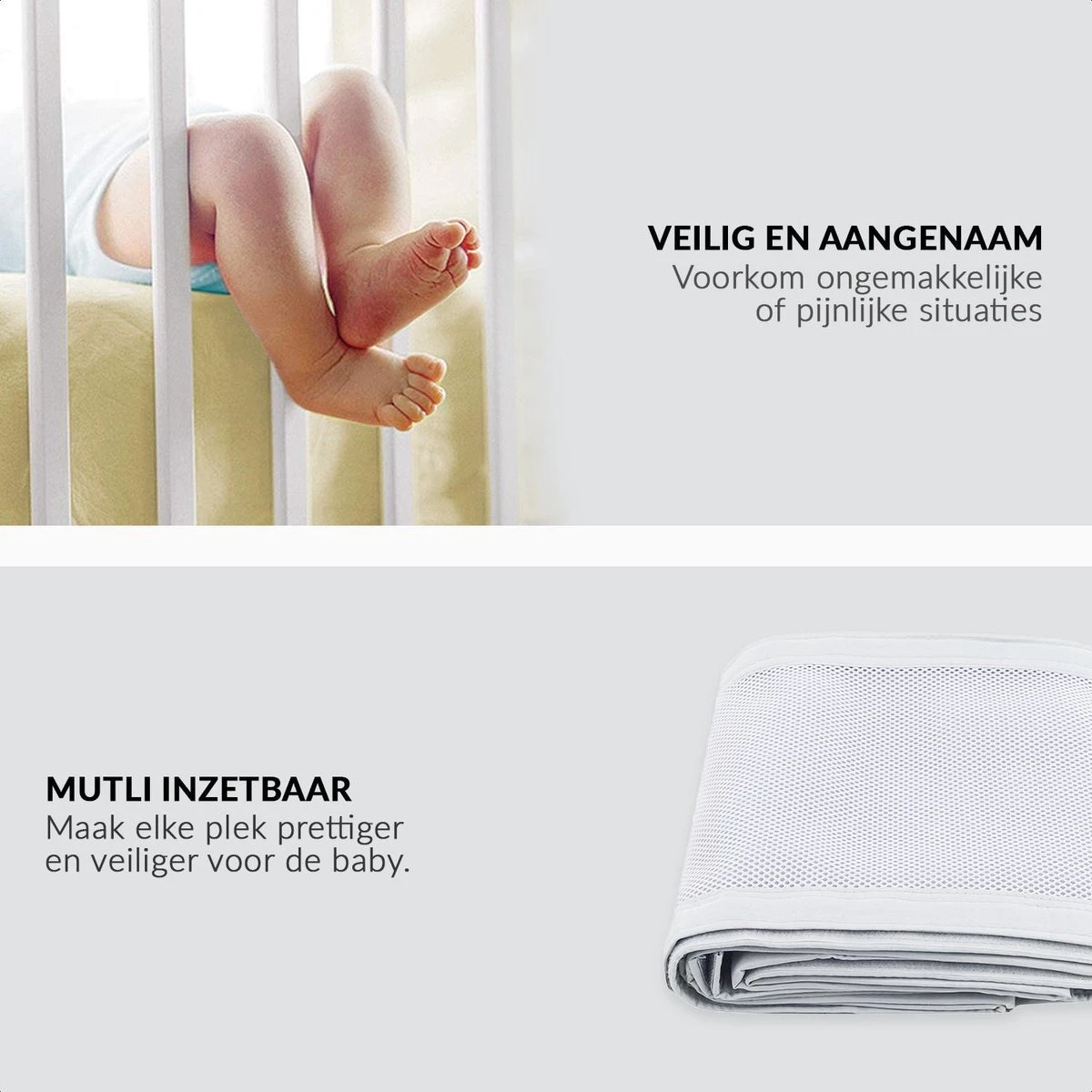 Buxibo - Baby Bed Omrander - Bedbumper - Hoofdbeschermer - Set Van 2 - 340x30cm & 160x30cm 6 Buxibo - Baby Bed Omrander - Bedbumper - Hoofdbeschermer - Set Van 2 - 340x30cm & 160x30cm - Afbeelding 4
