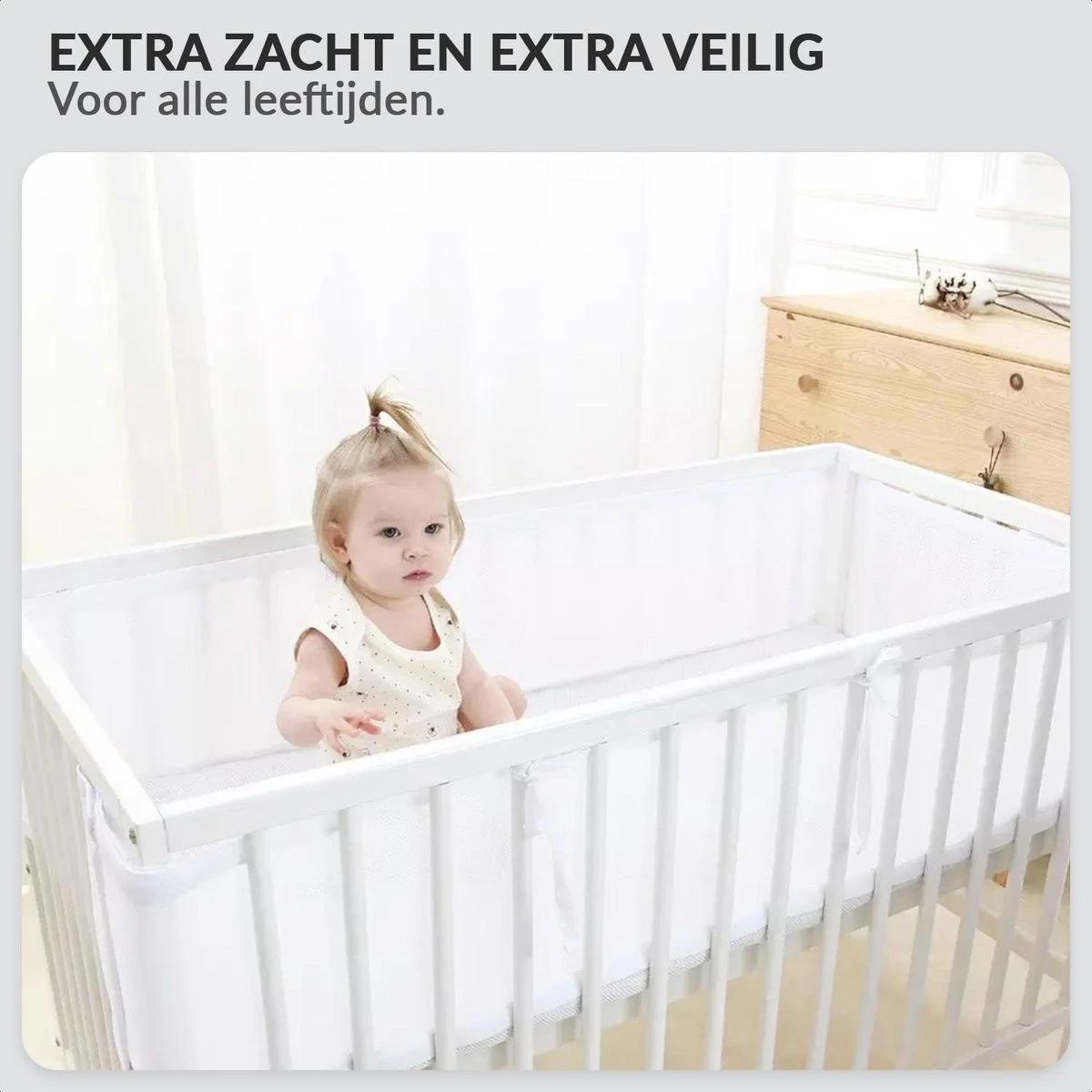 Buxibo - Baby Bed Omrander - Bedbumper - Hoofdbeschermer - Set Van 2 - 340x30cm & 160x30cm 9 Buxibo - Baby Bed Omrander - Bedbumper - Hoofdbeschermer - Set Van 2 - 340x30cm & 160x30cm - Afbeelding 7