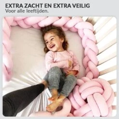 Buxibo Baby Bed Bumper - Baby Veiligheid/Hoofdbescherming/Bedbescherming - Multifunctionele Voedingskussen/Bedomrande/Boxomrander - 200CM - Roze -Bekend Babyproducten Winkel 1200x1200 2182