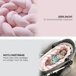 Buxibo Baby Bed Bumper - Baby Veiligheid/Hoofdbescherming/Bedbescherming - Multifunctionele Voedingskussen/Bedomrande/Boxomrander - 200CM - Roze -Bekend Babyproducten Winkel 1200x1200 2183