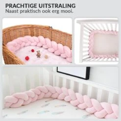 Buxibo Baby Bed Bumper - Baby Veiligheid/Hoofdbescherming/Bedbescherming - Multifunctionele Voedingskussen/Bedomrande/Boxomrander - 200CM - Roze -Bekend Babyproducten Winkel 1200x1200 2186