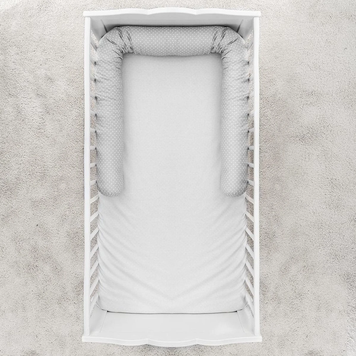 Fillikid Bedbumper 190 X 9 Cm Bedomrander Ledikant - Grijs Wit Stippen 10 Fillikid Bedbumper 190 X 9 Cm Bedomrander Ledikant - Grijs Wit Stippen - Afbeelding 8