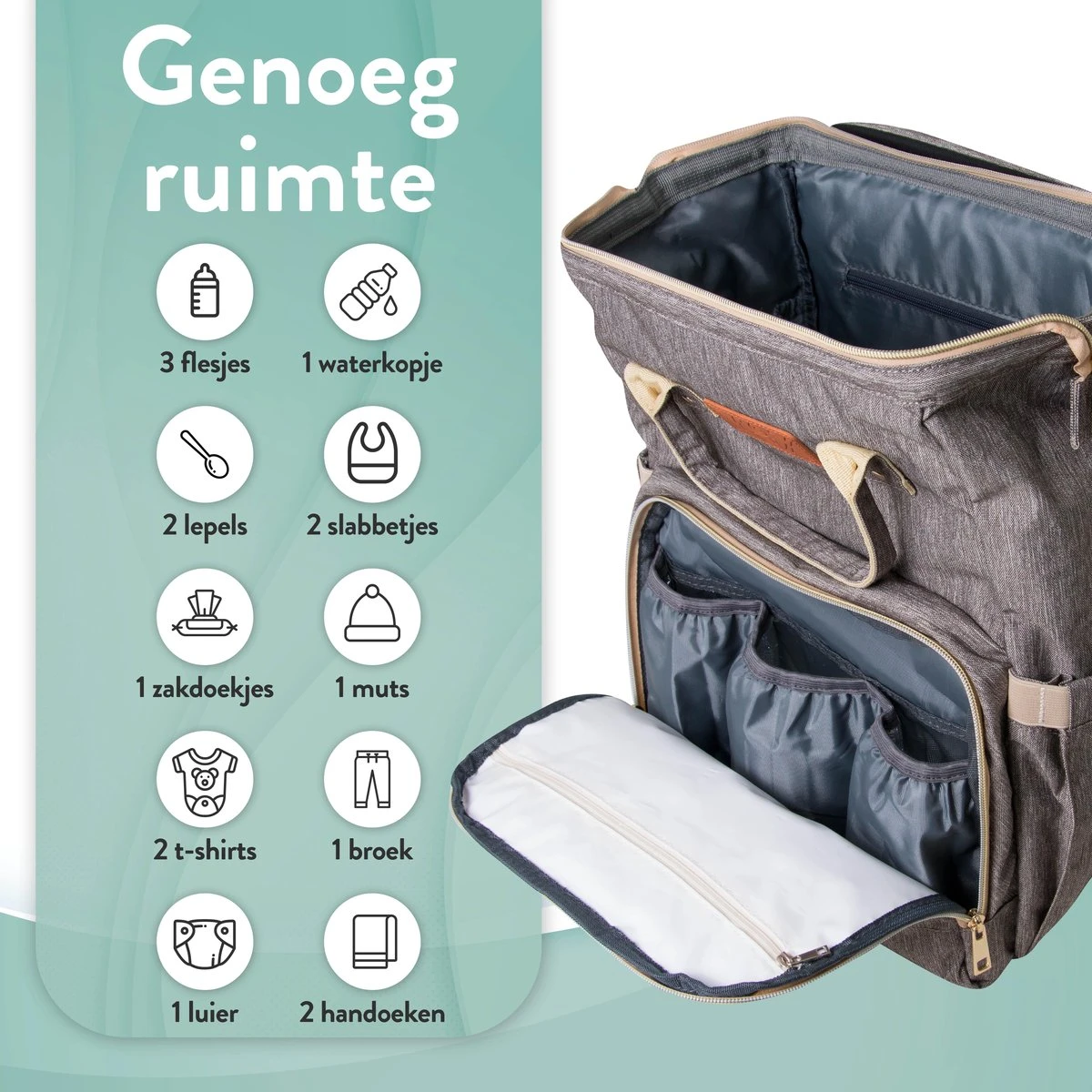 Luiertas Rugzak - Monx Luiertas Verzorgingstas Met Uitklapbaar Babybedje - Overzichtelijke Luierrugzak Extra Buggy En Kinderwagen Haken Inclusief Geïsoleerde Flessenhouder - Grijs 8 Luiertas Rugzak - Monx Luiertas Verzorgingstas Met Uitklapbaar Babybedje - Overzichtelijke Luierrugzak Extra Buggy En Kinderwagen Haken Inclusief Geïsoleerde Flessenhouder - Grijs - Afbeelding 6