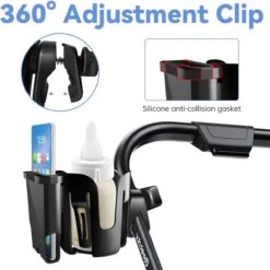 BOTC 2 In 1 Bekerhouders & Telefoonhouder - Cup Organizer Voor Kinderwagen, Fiets, Rolstoel, Walker - Zwart -Bekend Babyproducten Winkel 1200x1200 593