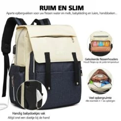 Miss Lulu Luier- En Verzorgingstas - Luiertas Met USB Oplaadstation - Baby Rug Tas Met Isoleervak - Reis Rugzak - Grote Capaciteit - Unisex/Jongens/Meisjes - Blauw (E1970 NY) -Bekend Babyproducten Winkel 1200x1200 689