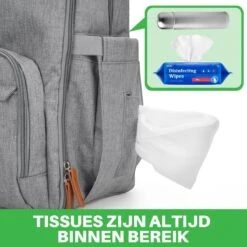 Brisby Slijtvaste Luiertas – Verzorgingstas – Met Buggymontage - Lichtgrijs -Bekend Babyproducten Winkel 1200x1200 709