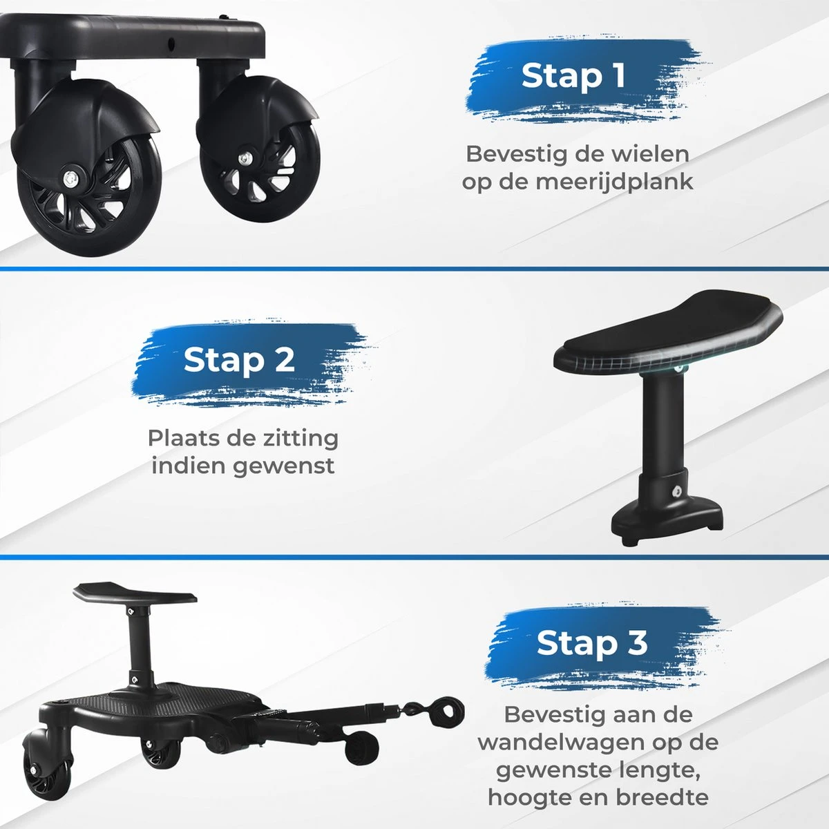 MESC Meerijdplankje Universeel Voor Buggy En Kinderwagen - Meerijdplankje Met Zitje 11 MESC Meerijdplankje Universeel Voor Buggy En Kinderwagen - Meerijdplankje Met Zitje - Afbeelding 9