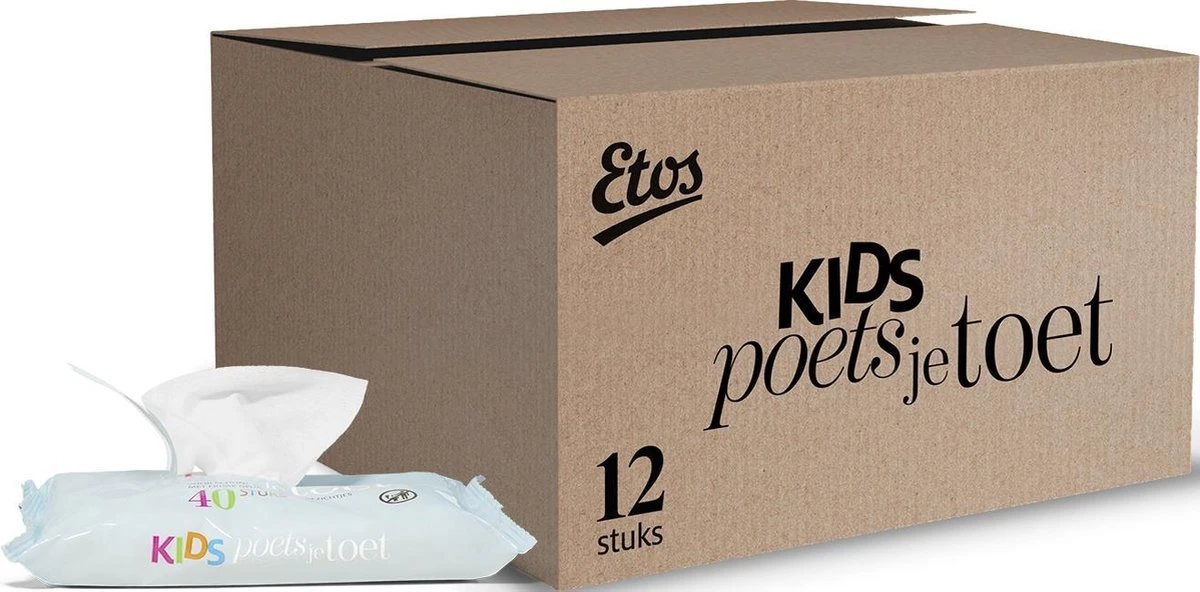 Etos Kids Poets Je Toet - Vochtige Doekjes - 480 Stuks (12 X 40 Stuks) 3 Etos Kids Poets Je Toet - Vochtige Doekjes - 480 Stuks (12 X 40 Stuks)