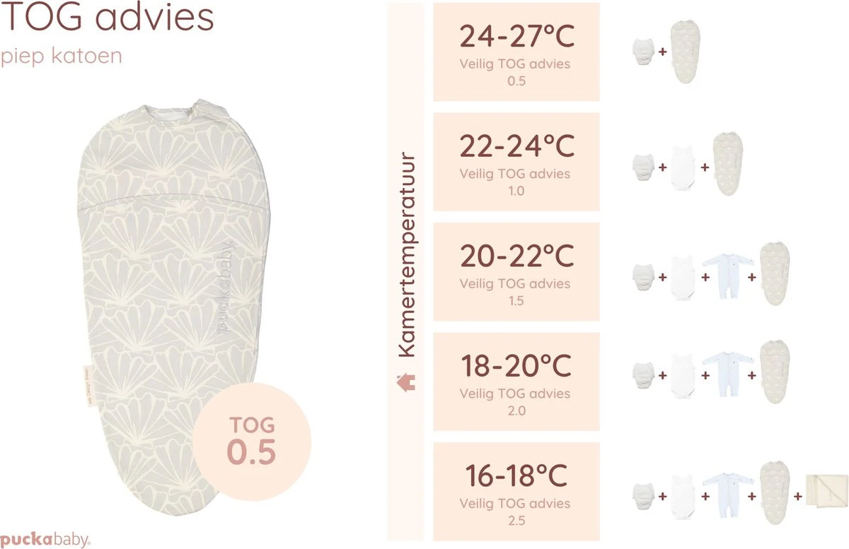Puckababy Inbakerslaapzak Original Piep 0-3 Maanden -Seashell Stone 4 Puckababy Inbakerslaapzak Original Piep 0-3 Maanden -Seashell Stone - Afbeelding 2