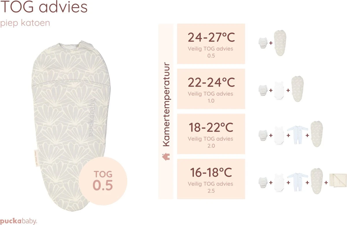 Puckababy Inbakerslaapzak Original Piep 0-3 Maanden -Seashell Stone 9 Puckababy Inbakerslaapzak Original Piep 0-3 Maanden -Seashell Stone - Afbeelding 7