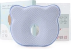 1Day - Baby Hoofdkussen - Blauw - 100% Katoen - Tegen Plat Achterhoofd