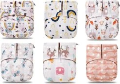 BonBini´s Wasbare Luiers - 6-pack Voordeelverpakking Luiers 3-15 Kg - Luierbroekje - Dubbele Antilek Preventie - Drukknoopjes En Verstelbaar Maat S, M, L Maat 1 T/m 5 - 6 Stuks