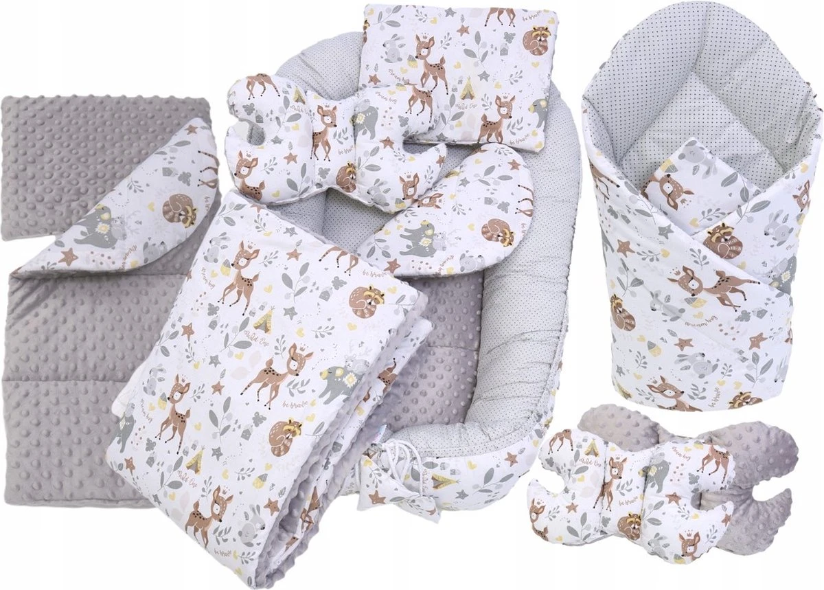 Babynestje Set Pasgeborenen - Knuffelnest Baby Nestje Bed Set 7-delig - Baby Cocon- Herten Vrienden- ÖKO-TEX Normen 3 Babynestje Set Pasgeborenen - Knuffelnest Baby Nestje Bed Set 7-delig - Baby Cocon- Herten Vrienden- ÖKO-TEX Normen