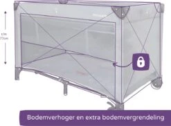 Prénatal Luxe Campingbedje Met Bodemverhoger - Inklapbaar Baby Campingbed - Reisbedje Met Wieltjes En Kruipluik - Inclusief Bodemmatras - 120 X 60 Cm - Grijs -Bekend Babyproducten Winkel 1200x882 1