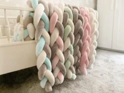 IL BAMBINI Gevlochten Baby Bed Bumper Treccia - Bedomrander - Box Omrander - Hoofdbeschermer - Boxrand - Bedbumper - Stootrand - Boxomrander - (3 Meter) Grijs -Bekend Babyproducten Winkel 1200x899 9