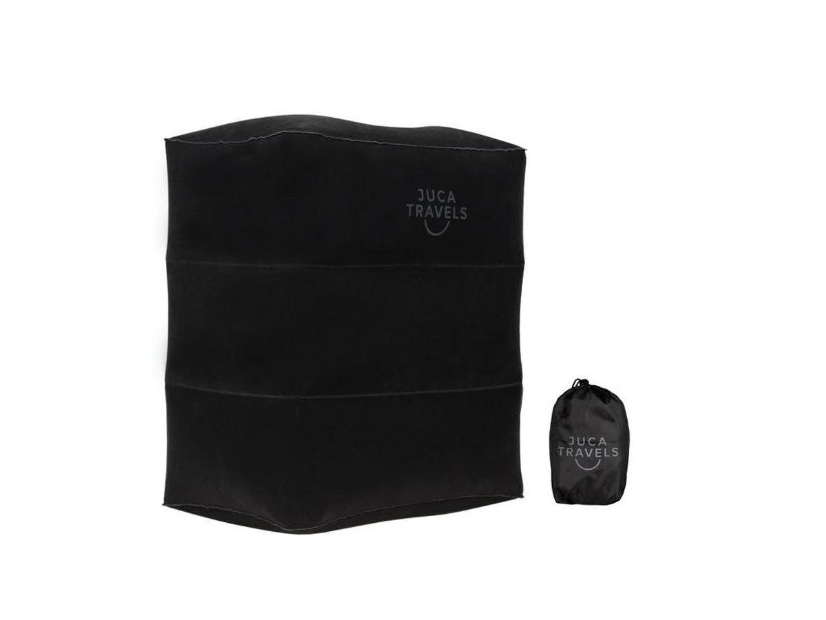 Juca Travels - Vliegtuigbedje - Voetkussen Opblaasbaar - Voetensteun - Voetenbankje - 3 Hoogte Standen - Reiskussen 4 Juca Travels - Vliegtuigbedje - Voetkussen Opblaasbaar - Voetensteun - Voetenbankje - 3 Hoogte Standen - Reiskussen - Afbeelding 2