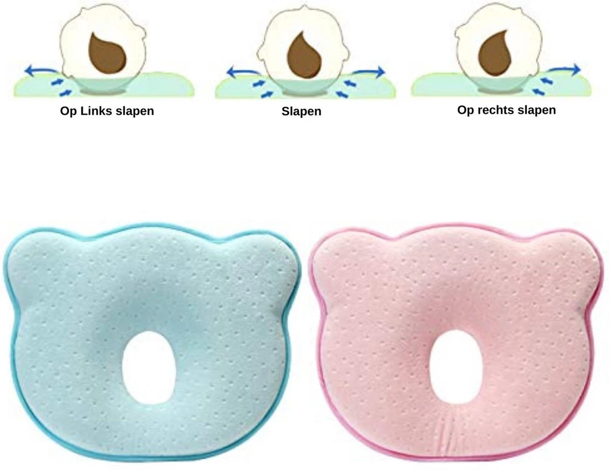 Baby IQ Orthopedisch Baby Hoofdkussen – Traagschuim – Tegen Plat Achterhoofd – Kraamcadeau –Roze – Incl Bandana Slabber 13 Baby IQ Orthopedisch Baby Hoofdkussen – Traagschuim – Tegen Plat Achterhoofd – Kraamcadeau –Roze – Incl Bandana Slabber - Afbeelding 11