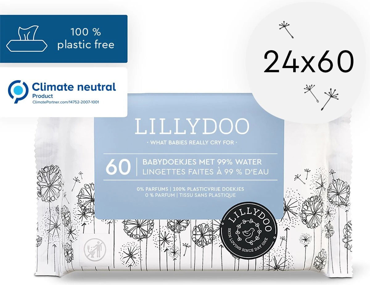 LILLYDOO Babydoekjes Met 99% Water - 1440 Billendoekjes (24x60) 100% Vrij Van Plastic En Parfum 3 LILLYDOO Babydoekjes Met 99% Water - 1440 Billendoekjes (24x60) 100% Vrij Van Plastic En Parfum