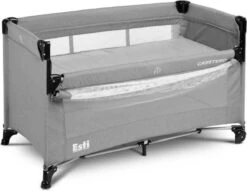 Caretero - Reisbedje Met Nachtkastje Esti Grijs -Bekend Babyproducten Winkel 1200x927