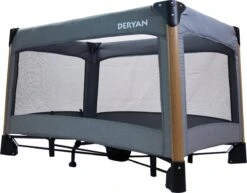 Deryan Luxe Campingbed Compleet - 120x60cm - Bodemverhoger - Verschoonblad - Opbergmand - Grijs -Bekend Babyproducten Winkel 1200x937 1