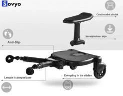 Merkloos Meerijdplankje Universeel Buggy/Kinderwagen - Kinderwagen Accessoire Met Afneembaar Zitje Van Hoogwaardige Kwaliteit - Verstelbaar Meerijdplankje -Bekend Babyproducten Winkel 1200x941