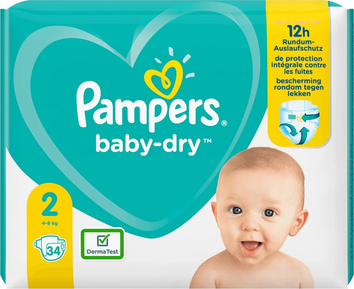 Pampers® Pampers Baby-Dry - Maat 2 (4-8kg) - 34 Luiers 17 Pampers® Pampers Baby-Dry - Maat 2 (4-8kg) - 34 Luiers - Afbeelding 15