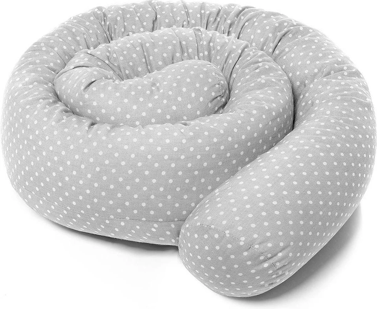 Fillikid Bedbumper 190 X 9 Cm Bedomrander Ledikant - Grijs Wit Stippen 3 Fillikid Bedbumper 190 X 9 Cm Bedomrander Ledikant - Grijs Wit Stippen