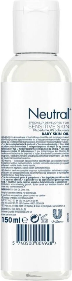 Neutral Baby Parfumvrij Huidolie Voor De Gevoelige Babyhuid 150 Ml -Bekend Babyproducten Winkel 311x1200 1