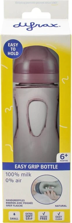 Difrax Handgreep Babyfles 240 Ml Natural - Anti-Colic - Raspberry/|Roze -Bekend Babyproducten Winkel 390x1200