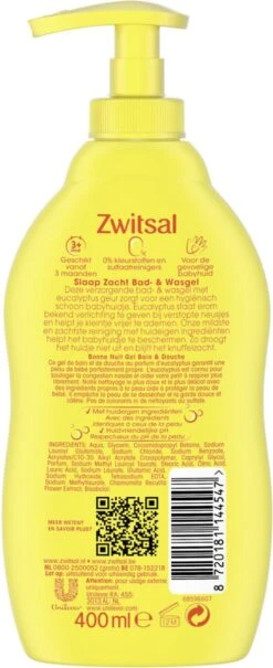 Zwitsal - Slaap Zacht - Bad & Wasgel - Eucalyptus - 400ml -Bekend Babyproducten Winkel 490x1200 1
