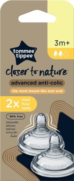 Tommee Tippee Advanced Anti-Colic Zuigfles Spenen, Borst-achtig, Zacht Silicone, Normale Uitstroomsnelheid, 3m+, Verpakking Van 2 -Bekend Babyproducten Winkel 492x1200