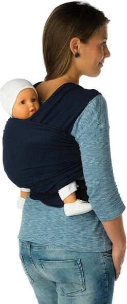 Babylonia Draagdoek - Tricot-Slen - Jeansblauw -Bekend Babyproducten Winkel 501x1200 3