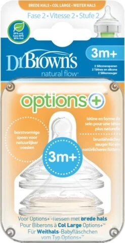 Dr. Brown's Options+ Anti-colic Fles Speen Fase 2 Brede Halsfles (2 St) -Bekend Babyproducten Winkel 619x1200 1