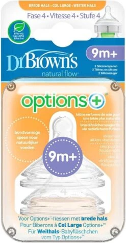 Dr. Brown's - Flesspeen Natural Flow - Fase 4 - 9+ Maanden - Brede Halsfles - 2 Stuks -Bekend Babyproducten Winkel 623x1200 1