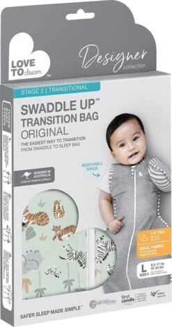 Love To Dream™ Babyslaapzak Swaddle Up™ - Inbakeren Afbouwen - Baby 6-9 Maanden - 8.5-11 Kg - All Season - Safari -Bekend Babyproducten Winkel 633x1200 2