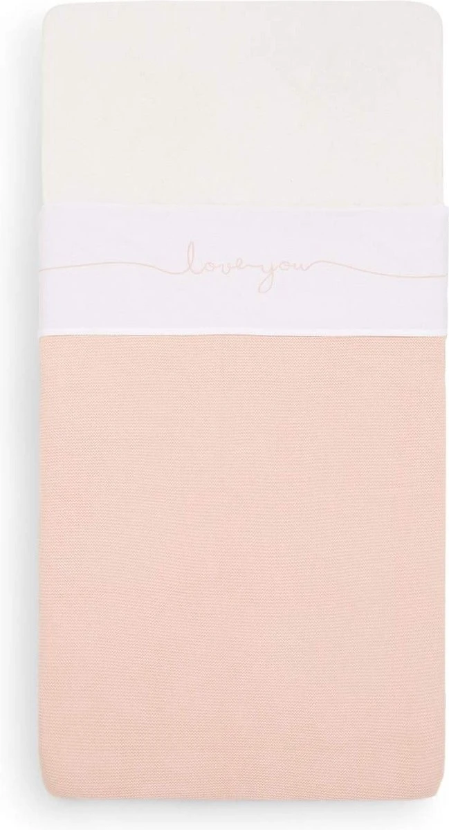 Jollein Baby Laken Ledikant 120x150cm Love You - Pale Pink 3 Jollein Baby Laken Ledikant 120x150cm Love You - Pale Pink
