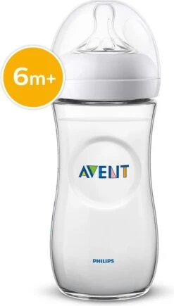 Philips Avent Natural Babyfles - SCF036/17 Babyfles (6m+) Voor Langzame Toevoer - 1x