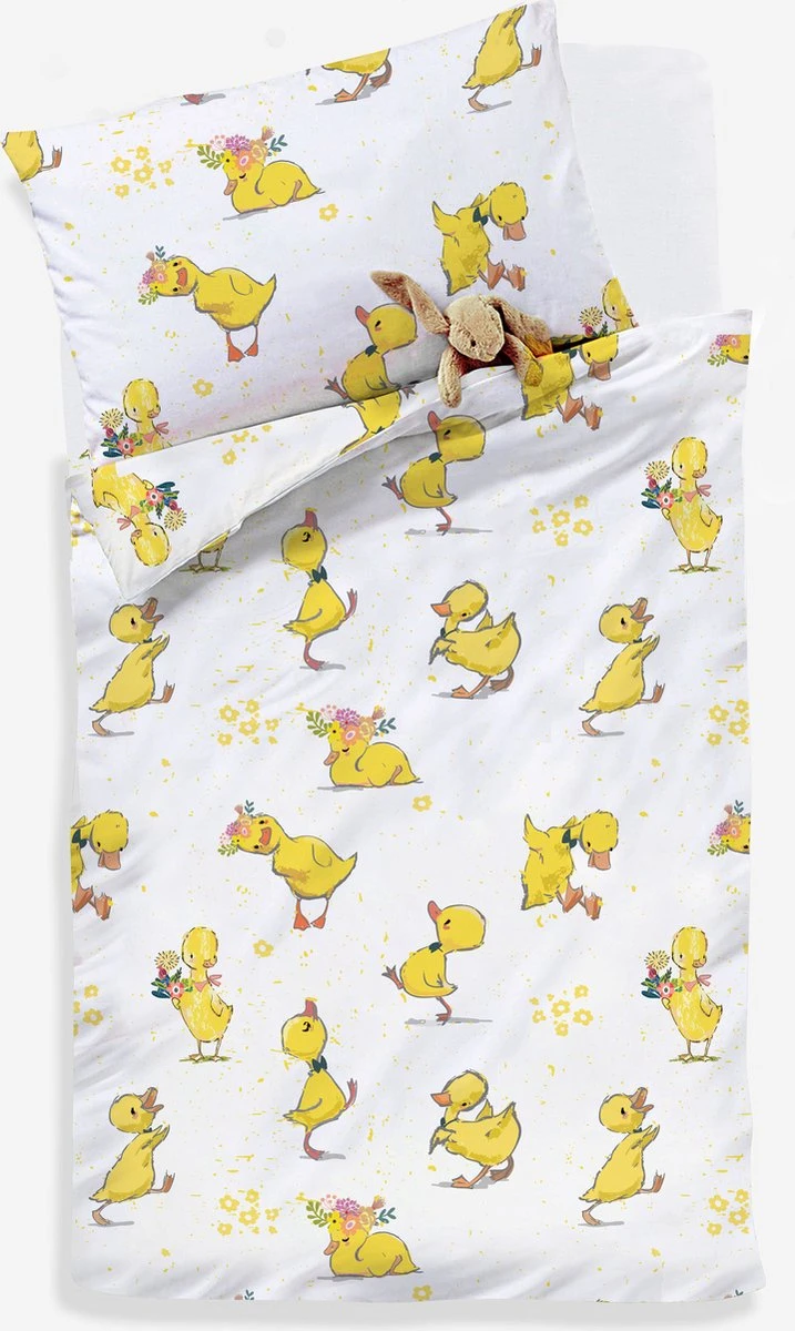 Decoware® Ledikant Dekbedovertrek Eendjes - Katoen Renforce - 100x135 Cm - 40x60 Cm 6 Decoware® Ledikant Dekbedovertrek Eendjes - Katoen Renforce - 100x135 Cm - 40x60 Cm - Afbeelding 4
