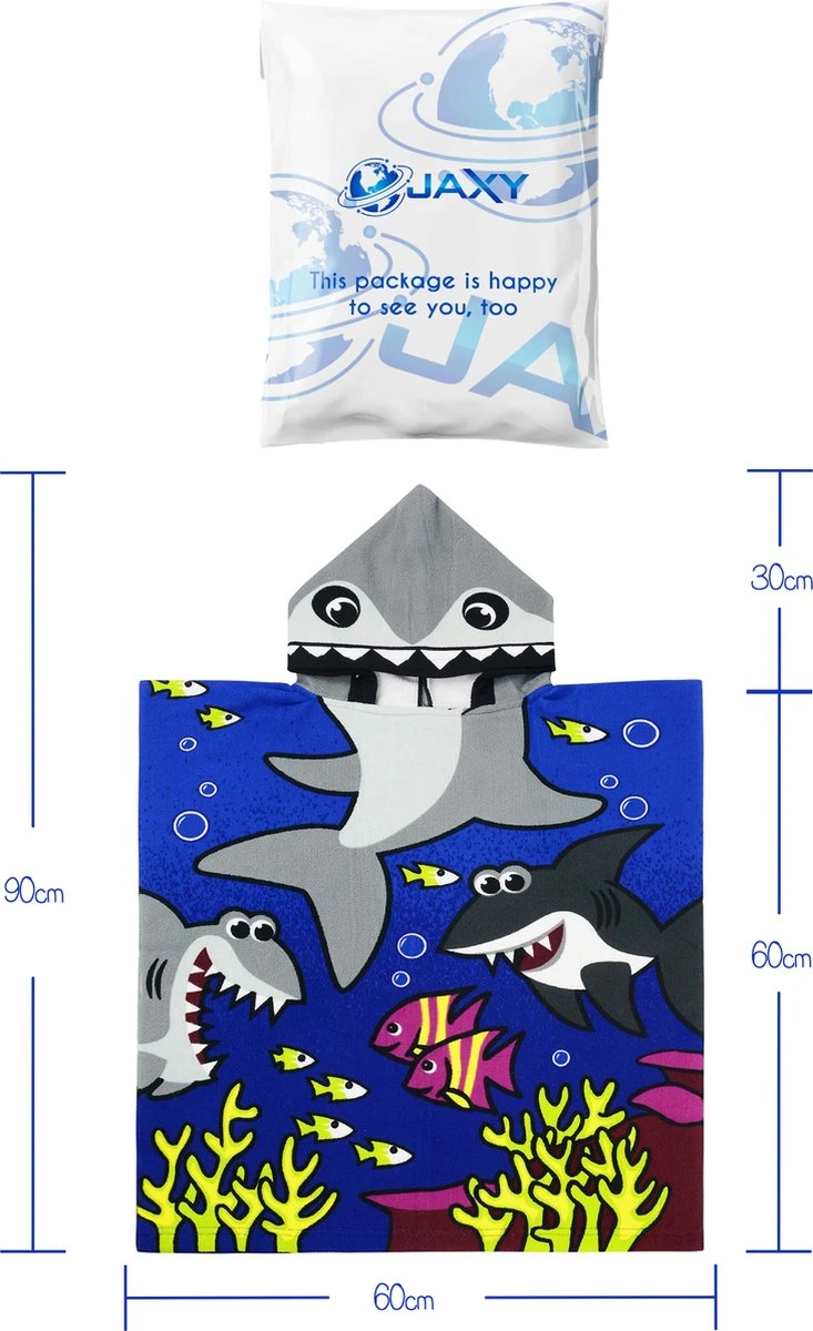 JAXY Badcape Baby - Badcape - Baby Badjas - Omslagdoek - Omslagdoek - Baby Handdoek Met Capuchon - Strandhanddoek - Badponcho - Poncho Handdoek - Microfiber - 60x90cm - Haai Donkerblauw 5 JAXY Badcape Baby - Badcape - Baby Badjas - Omslagdoek - Omslagdoek - Baby Handdoek Met Capuchon - Strandhanddoek - Badponcho - Poncho Handdoek - Microfiber - 60x90cm - Haai Donkerblauw - Afbeelding 3