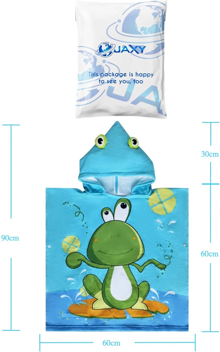 JAXY Badcape Baby - Badcape - Baby Badjas - Omslagdoek - Omslagdoek - Baby Handdoek Met Capuchon - Strandhanddoek - Badponcho - Poncho Handdoek - Microfiber - 60x90cm - Kikker 5 JAXY Badcape Baby - Badcape - Baby Badjas - Omslagdoek - Omslagdoek - Baby Handdoek Met Capuchon - Strandhanddoek - Badponcho - Poncho Handdoek - Microfiber - 60x90cm - Kikker - Afbeelding 3
