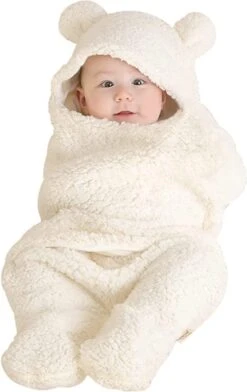 Marinjoc - Inbaker Doek - Wikkel Deken - Baby - Slaapzak - Teddy - Jongen - Meisje -Capuchon Deken - Slaapzak Met Voeten - Pasgeborende Wikkeldeken - Autostoel Deken - Wit - Wandelwagen Deken - Fleece Deken - Hooded Deken - Autodeken -Bekend Babyproducten Winkel 756x1200 7