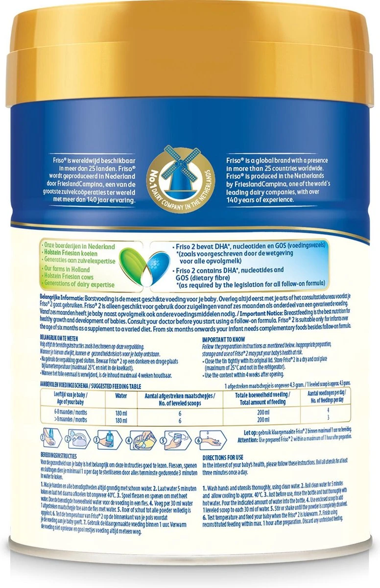 Friso 2 Babyvoeding - Opvolgmelk - 6 Tot 10 Maanden - 800g - Blik 11 Friso 2 Babyvoeding - Opvolgmelk - 6 Tot 10 Maanden - 800g - Blik - Afbeelding 9