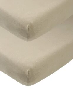 Meyco Jersey Hoeslaken Ledikant 2-pack - Taupe - 60x120cm