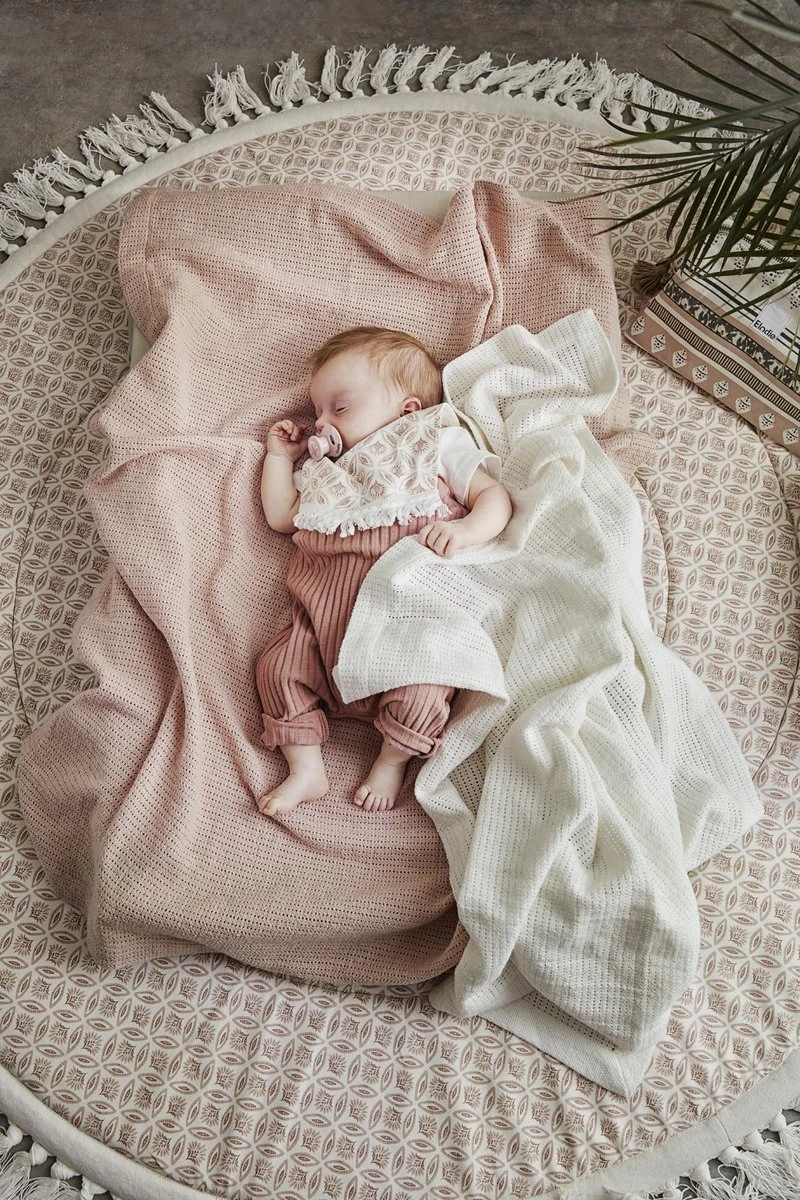Elodie Cellular Baby Dekentje- Wiegdeken-Dekentje -Powder Pink (75x100cm) 6 Elodie Cellular Baby Dekentje- Wiegdeken-Dekentje -Powder Pink (75x100cm) - Afbeelding 4